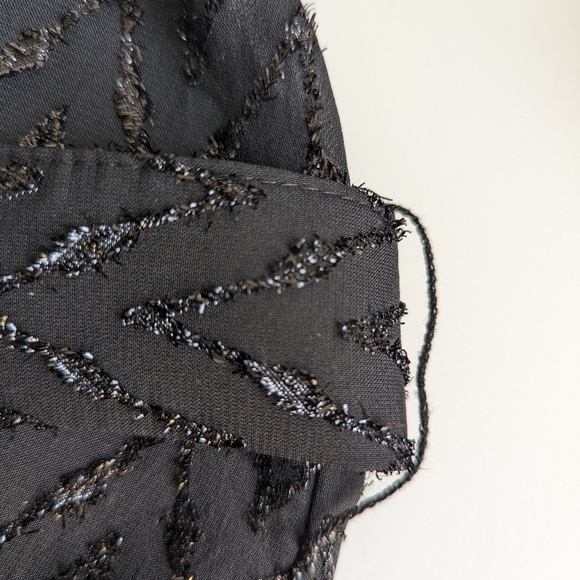 Zara Metallic Tinsel Chevron Balloon Sleeves Button Down Collar Midi Dress sz M - Picture 9 of 16